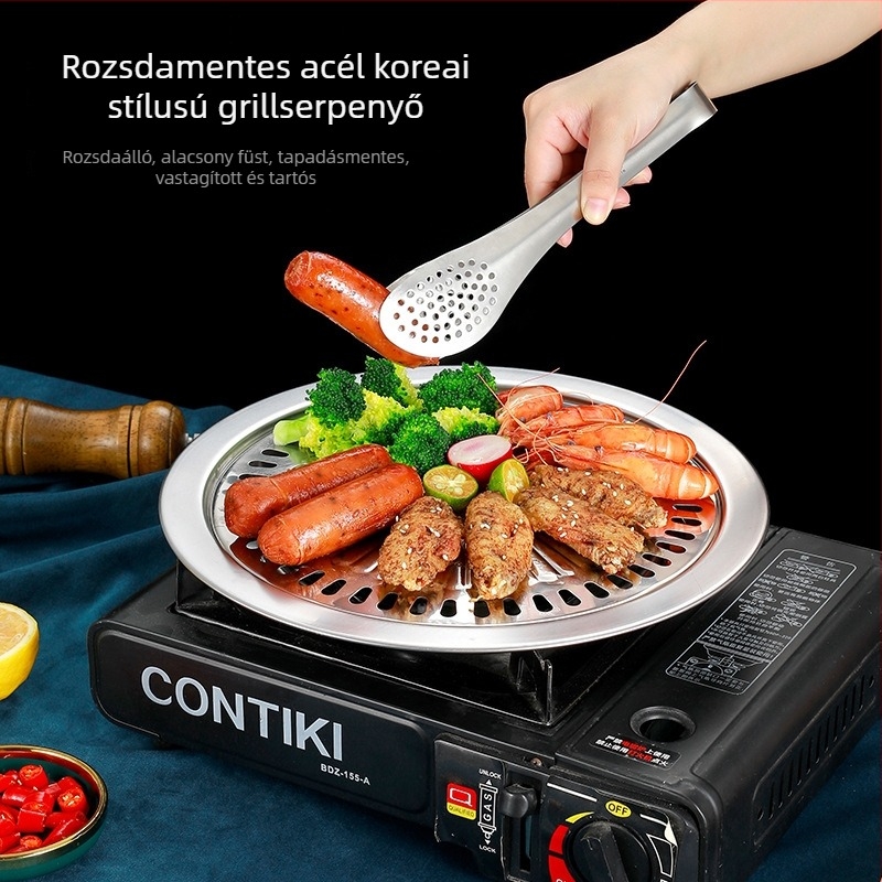 Kültéri rozsdamentes acél elektromos kerámia tűzhely kör grilllemezzel, 304 rozsdamentes acél, elektroplating, 520 g, csúszásmentes felület