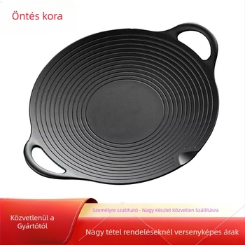 Öntöttvas serpenyő a sütéshez — koreai stílus, bevonat nélküli, 1 cm mélység, többétegű aljzat, univerzális tűzhelyekhez
