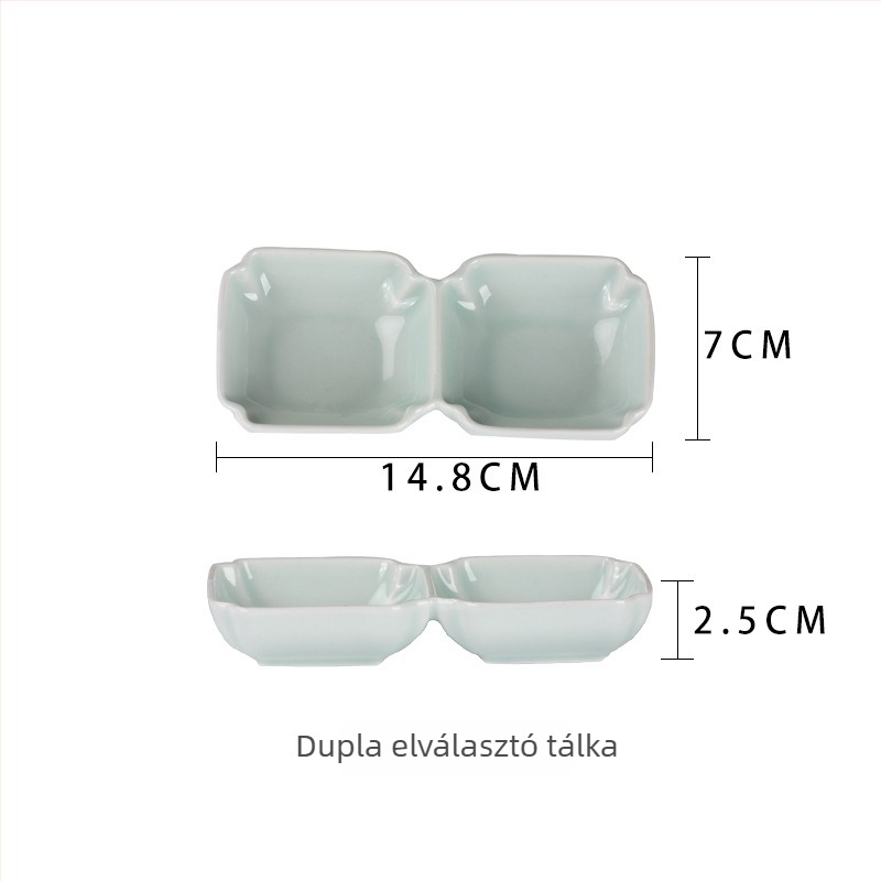 Kerámia szósz tál több rekesszel, szabálytalan alakú, aláglazúros felülettel, mikrohullámú sütőben használható, nemzeti divat stílusában.