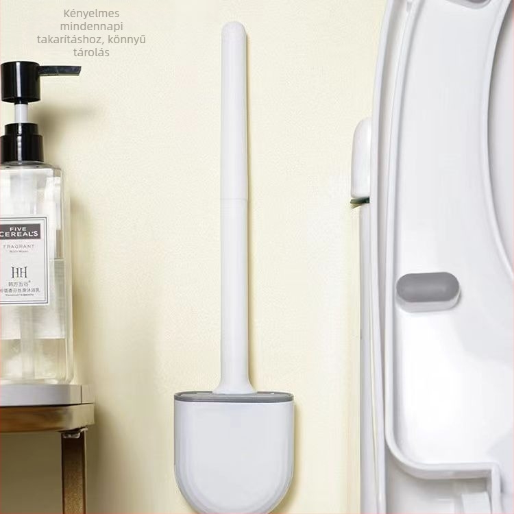 Falra szerelhető szilikon WC-kefe, 360° lefedettség