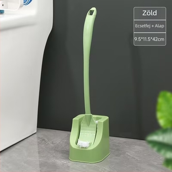Hosszú nyelű WC-kefe készlet tartóval, műanyag WC-kefe a vécé tisztításához