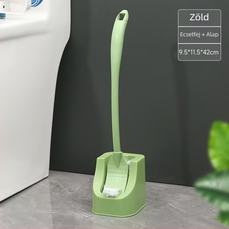 Hosszú nyelű WC-kefe készlet tartóval, műanyag WC-kefe a vécé tisztításához