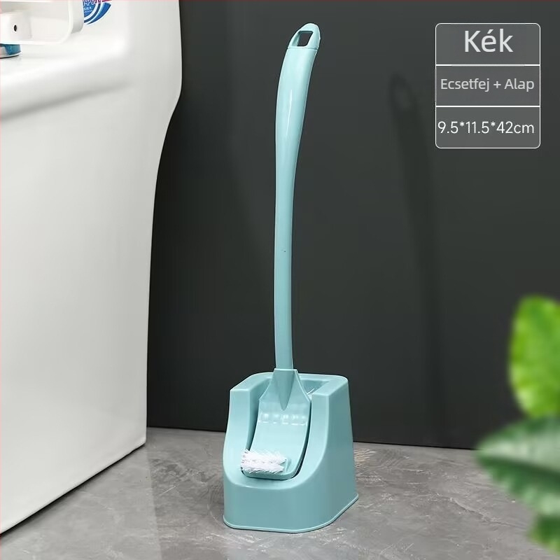 Hosszú nyelű WC-kefe készlet tartóval, műanyag WC-kefe a vécé tisztításához
