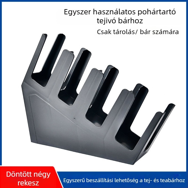 Műanyag pohár adagoló állvány egyszer használatos poharakhoz, négy rekesz, konfiguráció (egyenes vagy ferde)