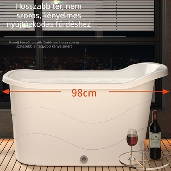 Hosszított, vastagított műanyag fürdőkáda, nem összecsukható, felnőtteknek