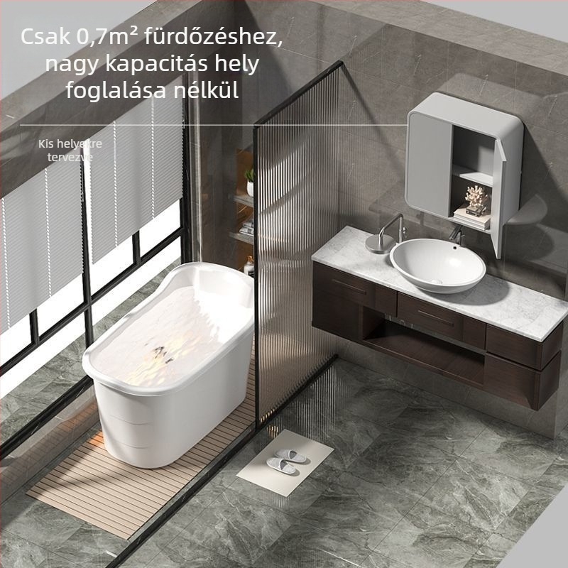 Hosszított, vastagított műanyag fürdőkáda, nem összecsukható, felnőtteknek