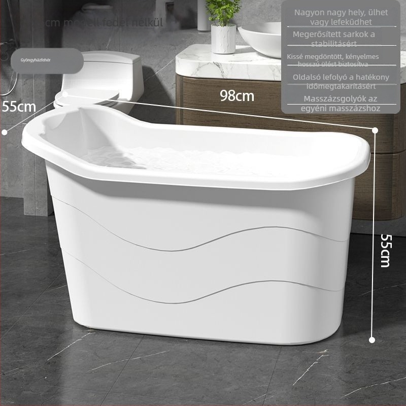 Hosszított, vastagított műanyag fürdőkáda, nem összecsukható, felnőtteknek