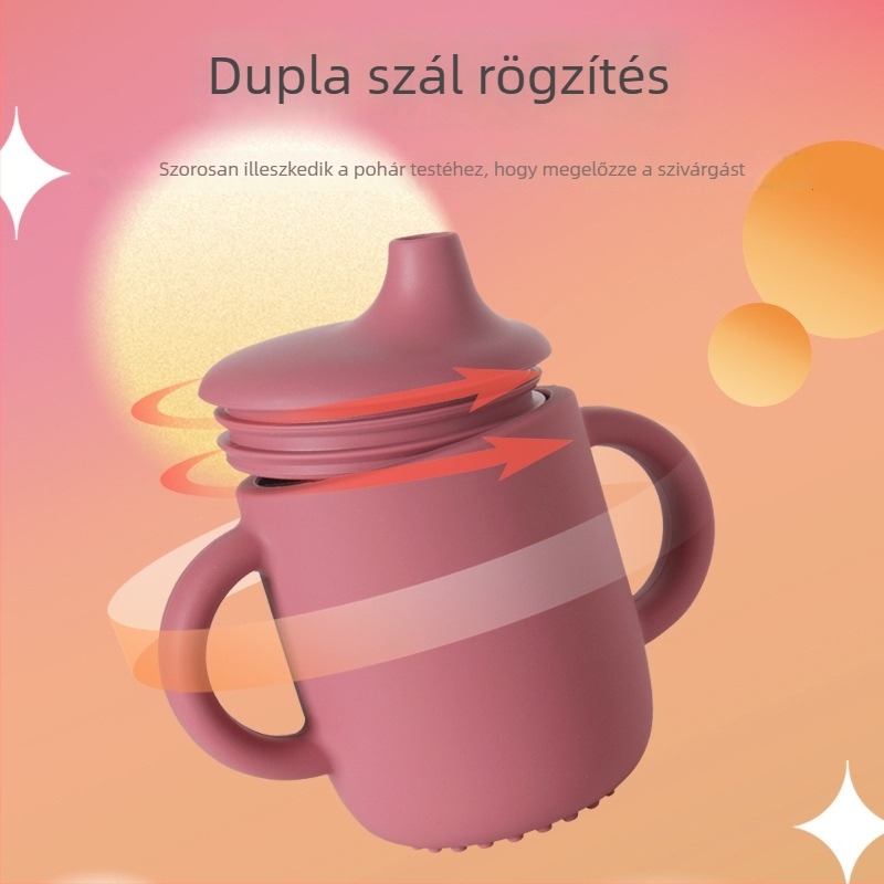Szilikon béb pohár kacsaszájú csővel - cseppmentes, ütésálló étkezési készlet 3 hónapos kortól gyermekeknek