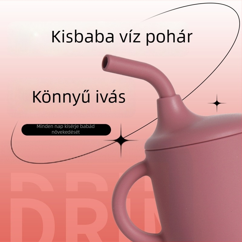 Szilikon béb pohár kacsaszájú csővel - cseppmentes, ütésálló étkezési készlet 3 hónapos kortól gyermekeknek