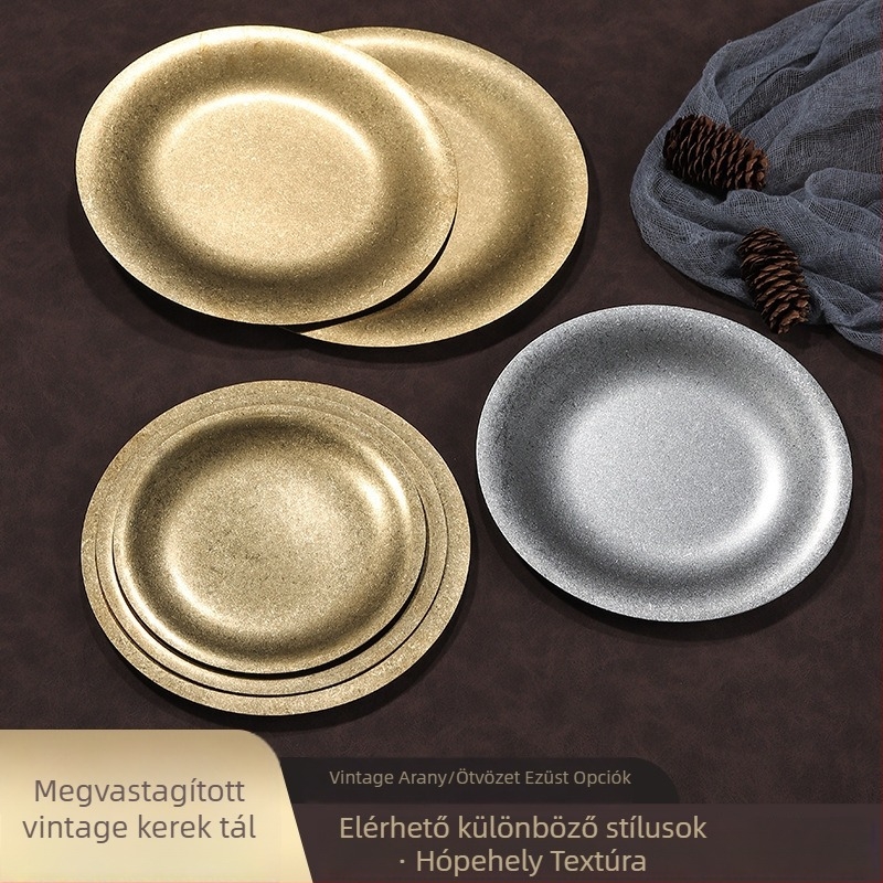 Rozsdamentes acélból készült kerek tál, retro ipari stílus, logónyomtatás elérhető, testreszabás lehetséges