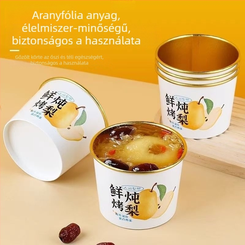 Egyszer használatos papírtál körtés leveshez, kör alakú, biodegradálható, nem mikróhullámú sütőben használható