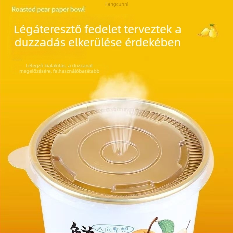 Egyszer használatos papírtál körtés leveshez, kör alakú, biodegradálható, nem mikróhullámú sütőben használható