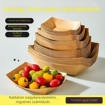 Vastag kraftpapír, egyszer használatos olajálló tál ételhez, hasábburgonyához, nassokhoz, sült csirkéhez és barbecue csomagoláshoz
