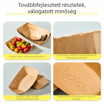 Vastag kraftpapír, egyszer használatos olajálló tál ételhez, hasábburgonyához, nassokhoz, sült csirkéhez és barbecue csomagoláshoz