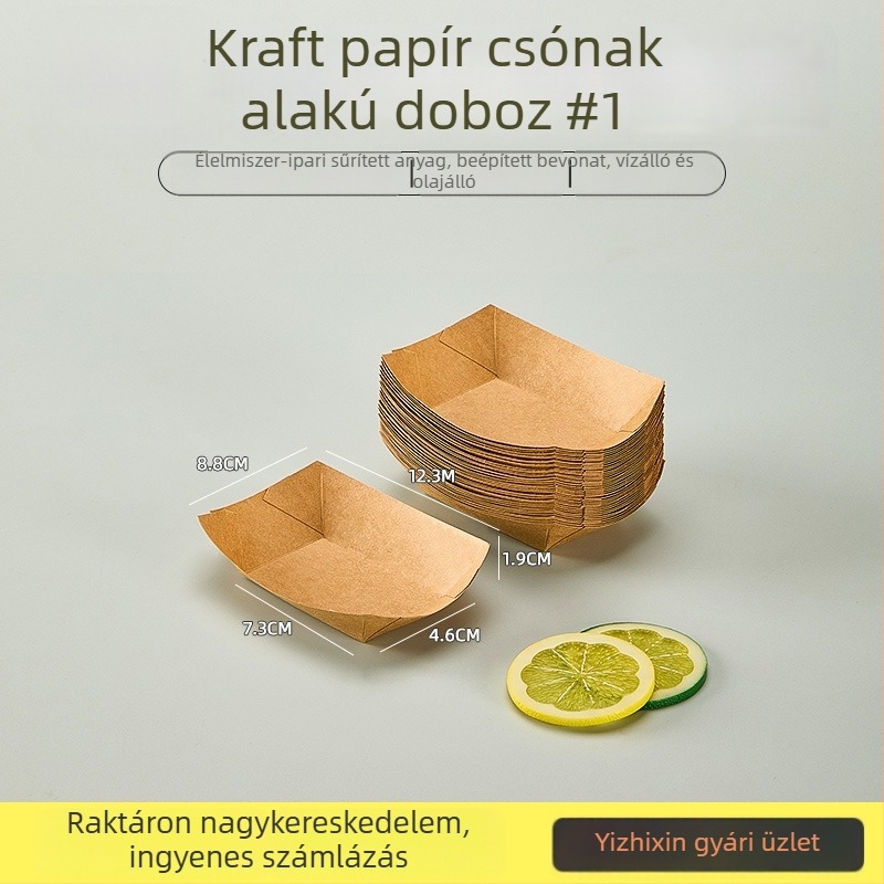 Vastag kraftpapír, egyszer használatos olajálló tál ételhez, hasábburgonyához, nassokhoz, sült csirkéhez és barbecue csomagoláshoz