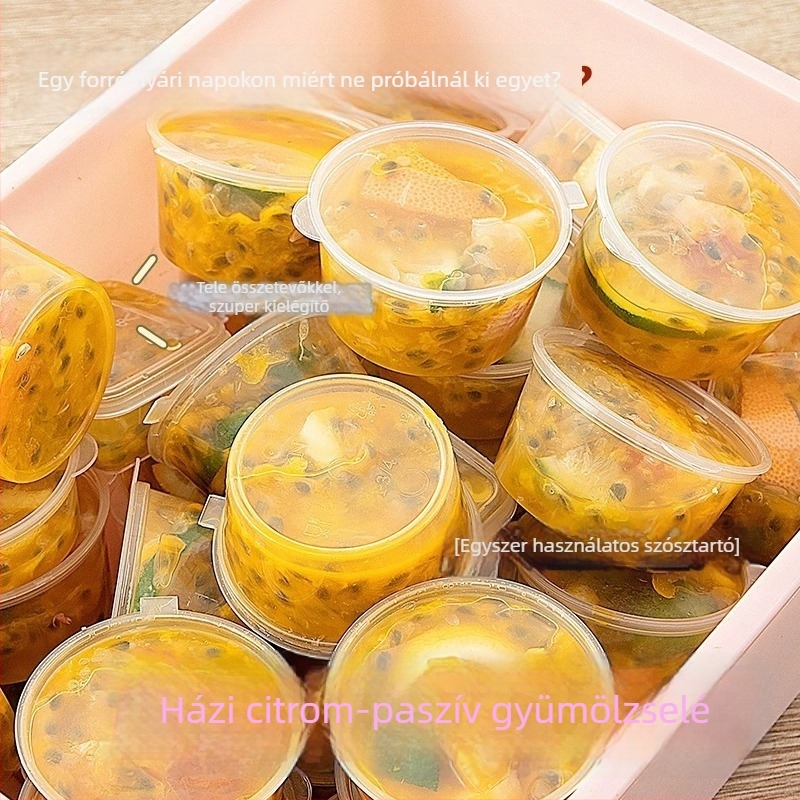 Passiógyümölcsös mártáscsomagoló doboz, egyszer használatos műanyag doboz, 100 db