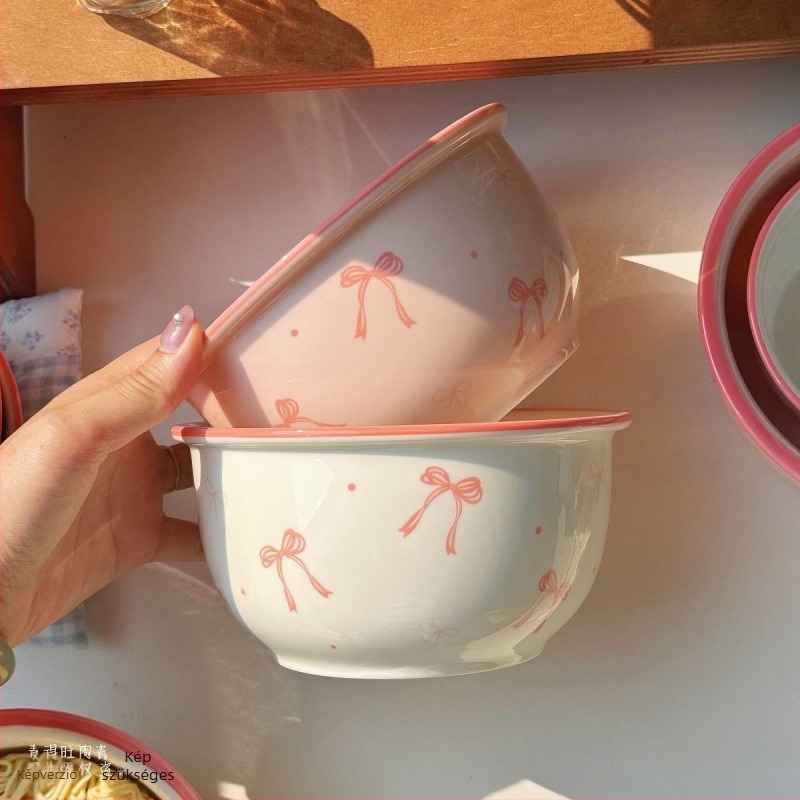 Nudli tál masni mintával, INS stílus, alglazúros felület, új csont porcelánból