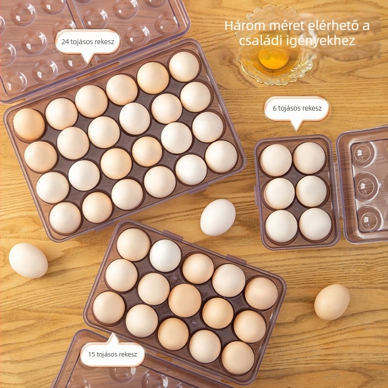 Kempingezéshez hordozható tojás tároló doboz – műanyag, japán stílusú, rekeszekkel