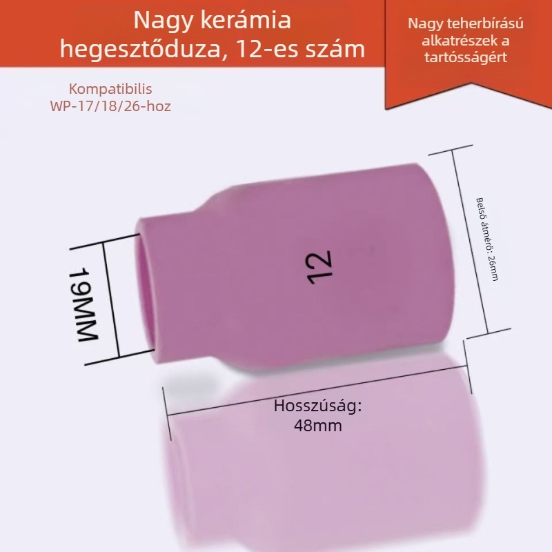 WP-27 kerámia TIG fúvóka, 53N sorozat (argon ívhegesztéshez, magas hőmérséklet-állóság)