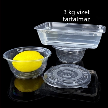 Egyszer használatos műanyag kör alakú tál kiszállításra, fedéllel, 300–1000 ml kapacitás, standard vastagság