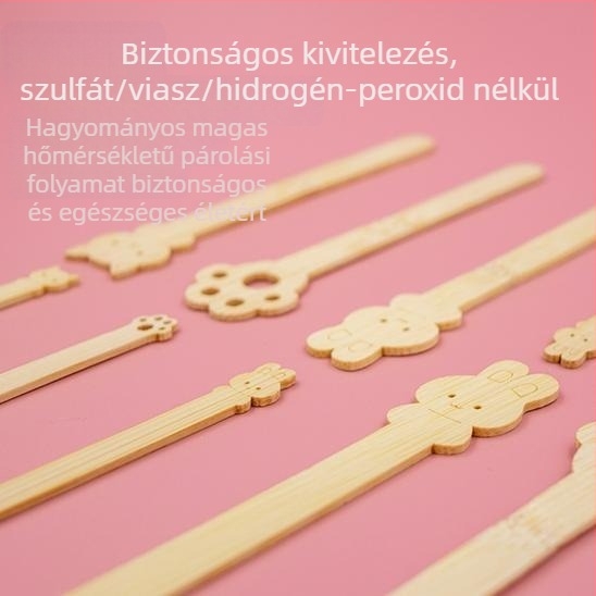 Egyszer használatos bambusz fagylaltpálcikák rajzolt figurákkal, gyerekeknek, logózható, gyümölcsvilla, friss és aranyos stílus
