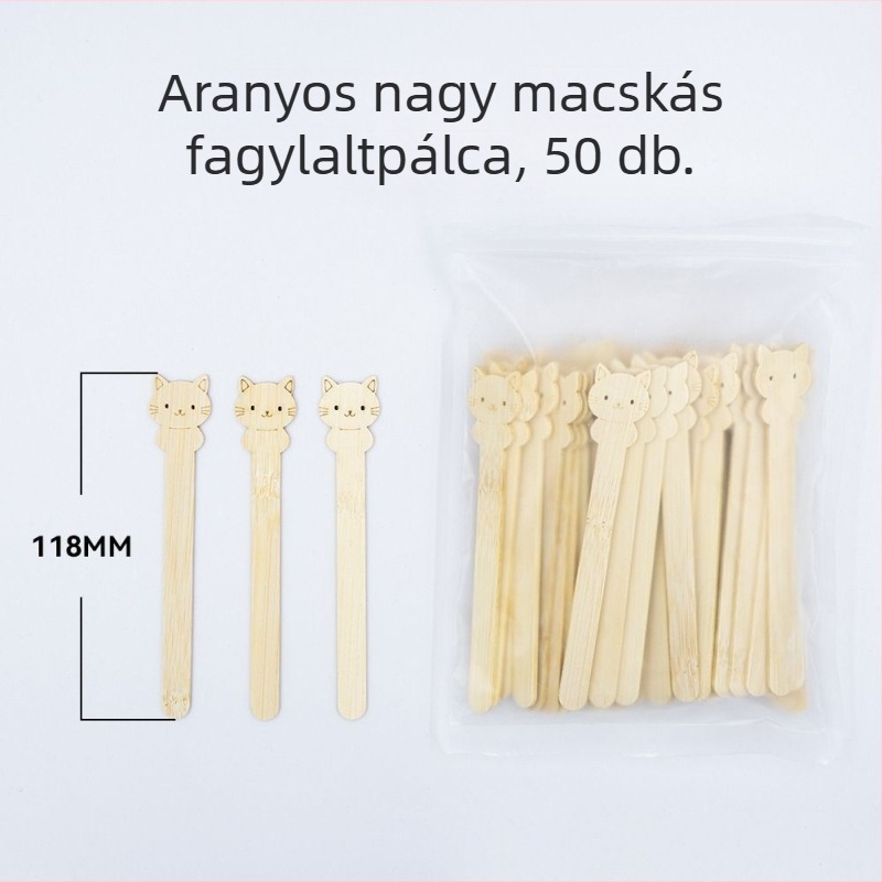 Egyszer használatos bambusz fagylaltpálcikák rajzolt figurákkal, gyerekeknek, logózható, gyümölcsvilla, friss és aranyos stílus