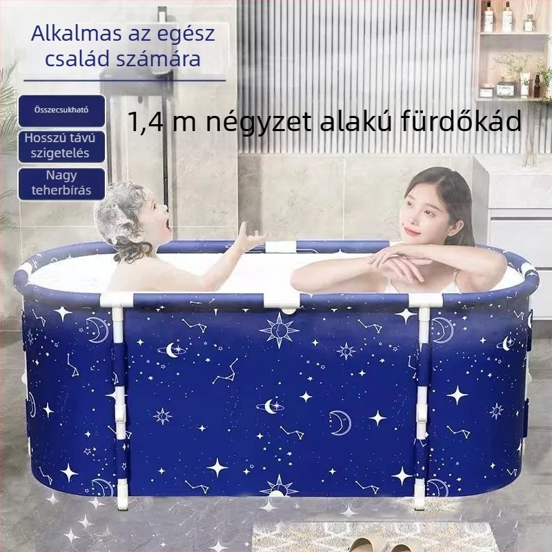 Felnőtteknek szánt vastagított négyszögletes összecsukható fürdőkád PVC anyagból
