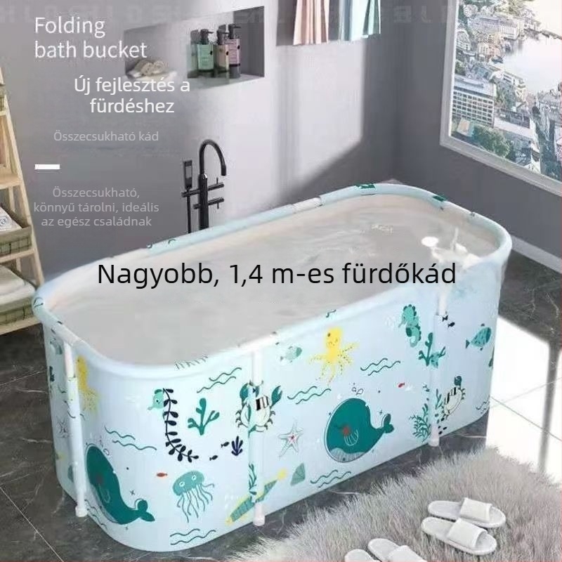 Felnőtteknek szánt vastagított négyszögletes összecsukható fürdőkád PVC anyagból