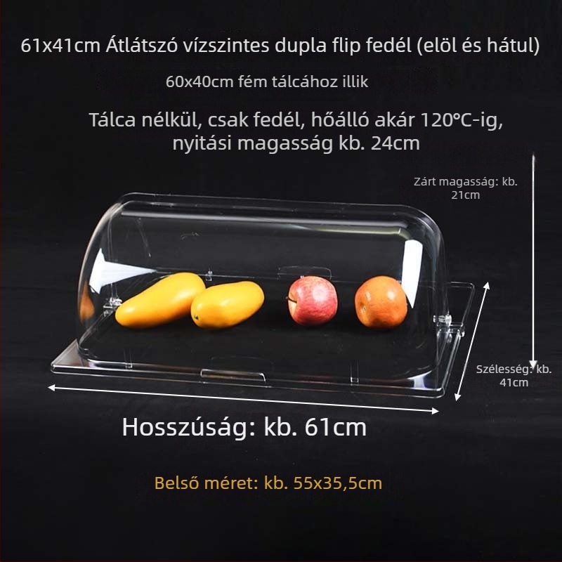 Négyszögletes átlátszó fedél sütőedényekhez — készlet, hőálló, porálló, a frissesség megőrzéséhez