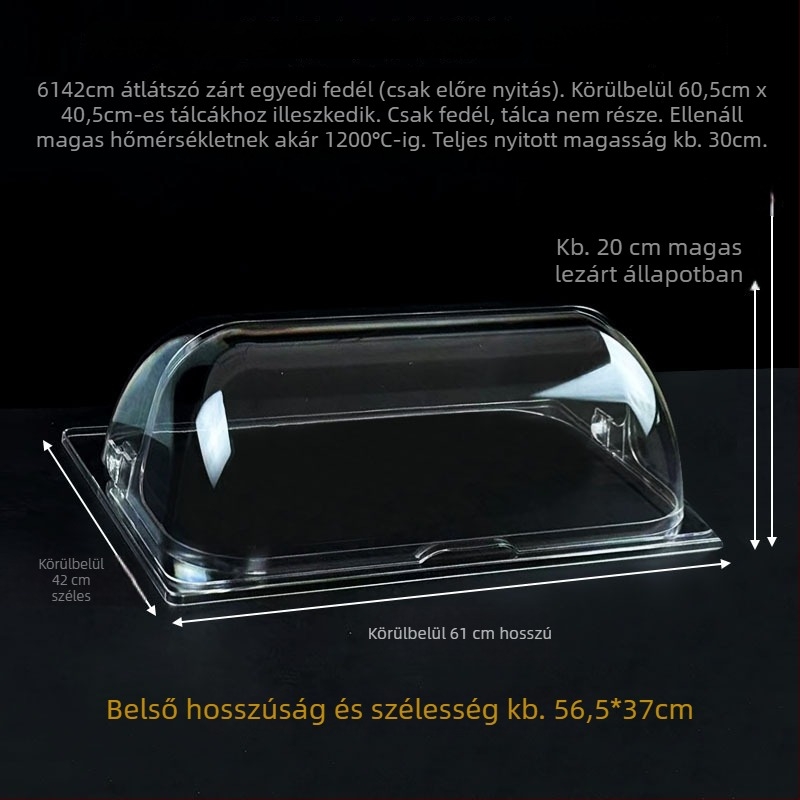 Négyszögletes átlátszó fedél sütőedényekhez — készlet, hőálló, porálló, a frissesség megőrzéséhez