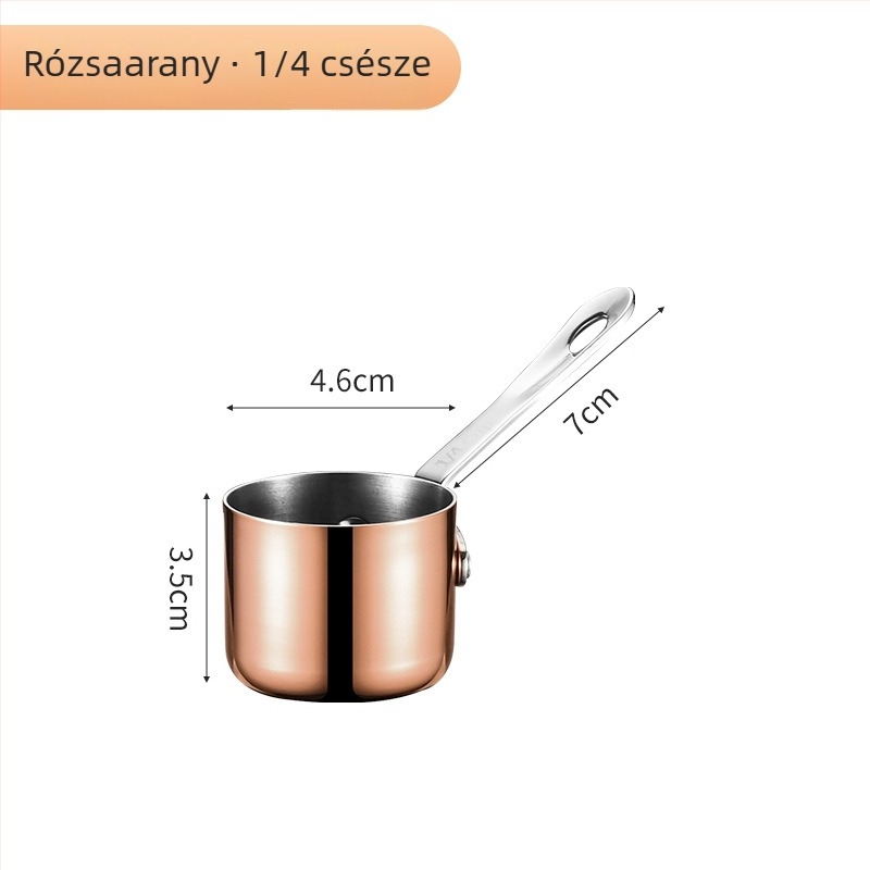 304 rozsdamentes acél mártásos pohár hosszú fogantyúval, kör alakú, elektroplakolt felület, több mintázat, egyedi logó lehetőség