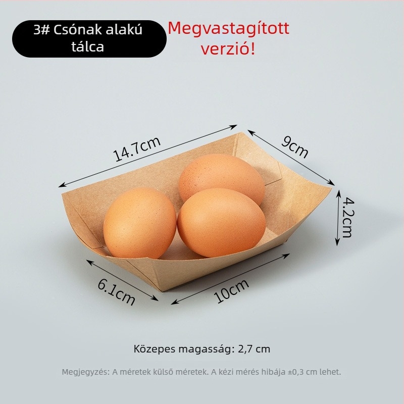 Személyre szabott egyszer használatos kraftpapír snack hajó doboz, nyitott felső résszel, olajálló kivitel, hasábburgonya és csirkés popcorn doboz