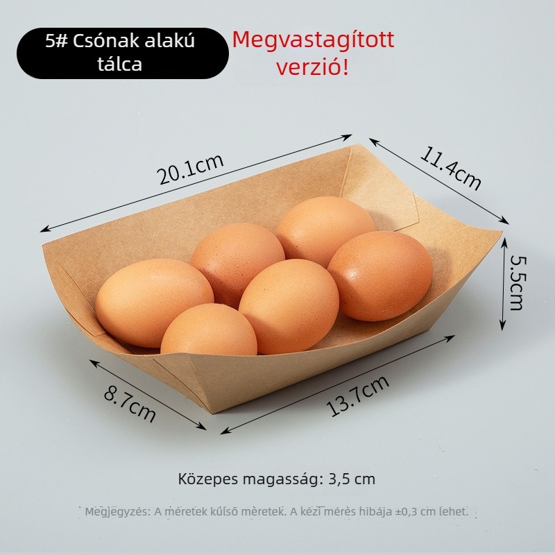 Személyre szabott egyszer használatos kraftpapír snack hajó doboz, nyitott felső résszel, olajálló kivitel, hasábburgonya és csirkés popcorn doboz