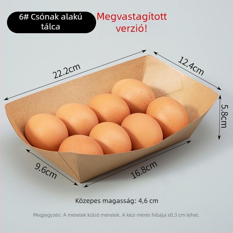 Személyre szabott egyszer használatos kraftpapír snack hajó doboz, nyitott felső résszel, olajálló kivitel, hasábburgonya és csirkés popcorn doboz