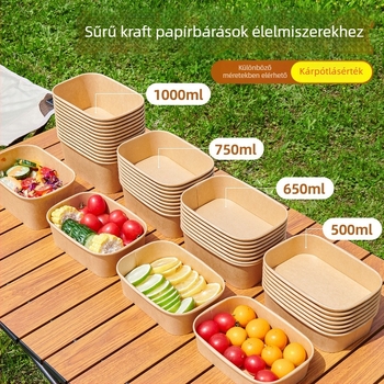 Eldobható ebéddoska Kraft papírból – take-away gyümölcs- vagy saláta, biológiailag lebomló, mikrohullámú sütőben nem használható