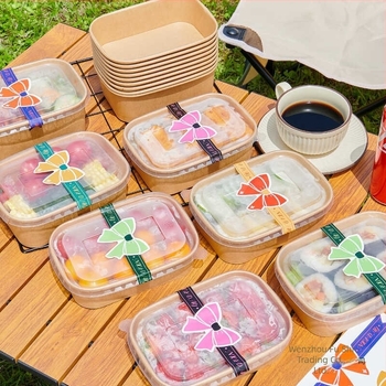 Eldobható ebéddoska Kraft papírból – take-away gyümölcs- vagy saláta, biológiailag lebomló, mikrohullámú sütőben nem használható