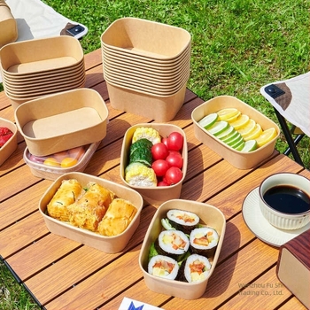 Eldobható ebéddoska Kraft papírból – take-away gyümölcs- vagy saláta, biológiailag lebomló, mikrohullámú sütőben nem használható