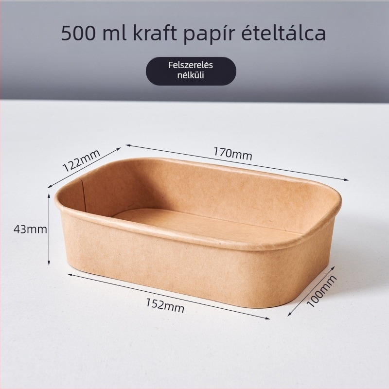 Eldobható ebéddoska Kraft papírból – take-away gyümölcs- vagy saláta, biológiailag lebomló, mikrohullámú sütőben nem használható