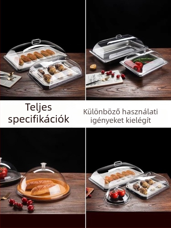 Átlátszó fedél téglalap alakú kenyér- és deli bemutatóhoz