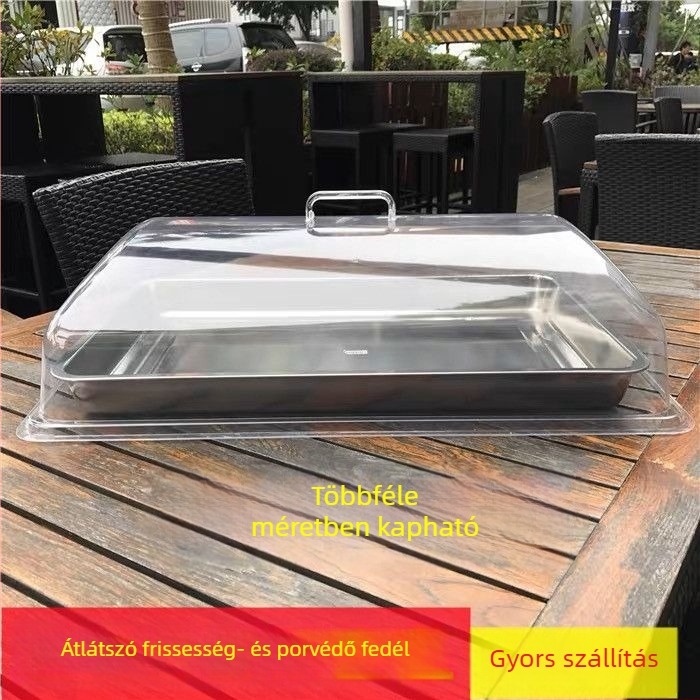 Átlátszó fedél téglalap alakú kenyér- és deli bemutatóhoz