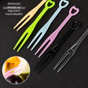 Egyszer használatos gyümölcsvilla, PS anyagból, szív alakú, egyenként csomagolt, 500 darabos csomag, Shake box