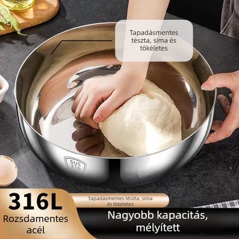 6 literes rozsdamentes acél tál készlet fedővel – tészta dagasztó tál, sütő tál, konyhai mosó- és leveses tál