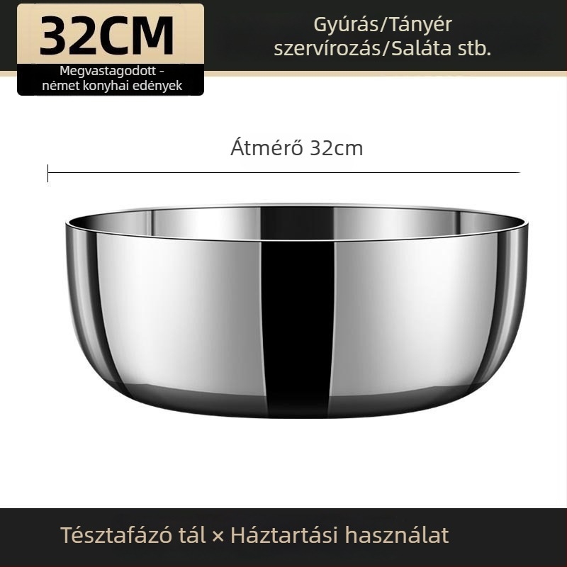 6 literes rozsdamentes acél tál készlet fedővel – tészta dagasztó tál, sütő tál, konyhai mosó- és leveses tál