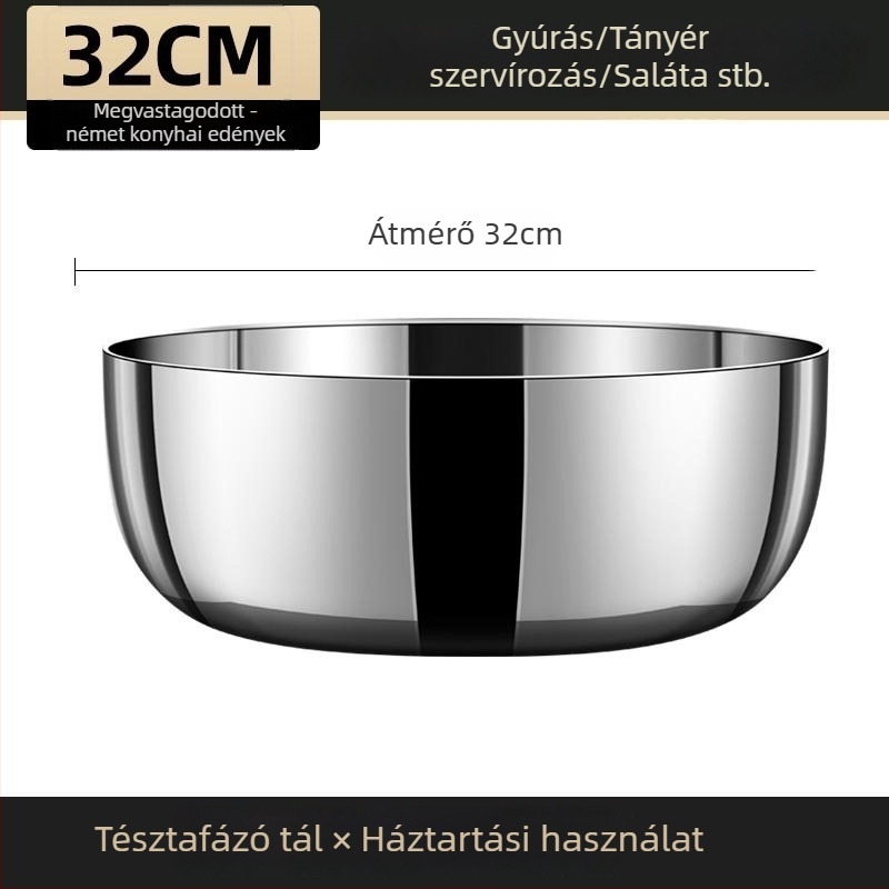 6 literes rozsdamentes acél tál készlet fedővel – tészta dagasztó tál, sütő tál, konyhai mosó- és leveses tál