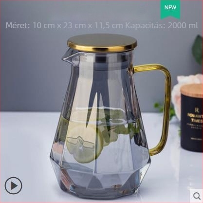 Otthoni boroszilikát üvegből készült teáskészlet – Gyémánt mintázat, modern minimalist stílus, Magas hőállóságú üveg, Hideg vízhez