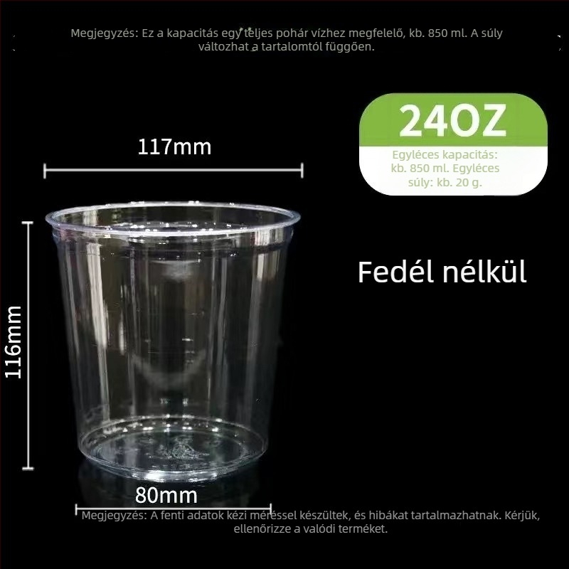Egyszer használatos átlátszó desszert pohár gyümölcsös dobozhoz, élelmiszer-minőségű, jégporral kompatibilis, silkscreen logóval