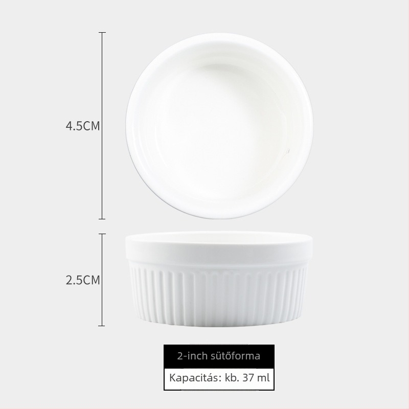 Porcelán sütemény- és pudingtál szufléhez, kör alakú, modern minimalist stílus, mikrohullámú sütőben használható