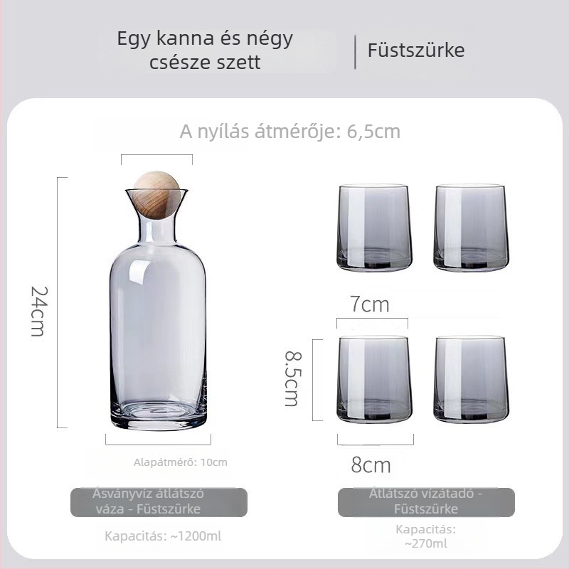 Üvegpohár-készlet - modern minimalista stílus, dupla falú, hőálló üveg, öt darabos készlet, otthoni vízhasználatra fedéllel