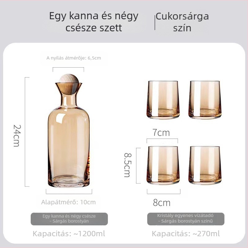 Üvegpohár-készlet - modern minimalista stílus, dupla falú, hőálló üveg, öt darabos készlet, otthoni vízhasználatra fedéllel