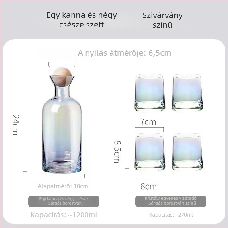 Üvegpohár-készlet - modern minimalista stílus, dupla falú, hőálló üveg, öt darabos készlet, otthoni vízhasználatra fedéllel